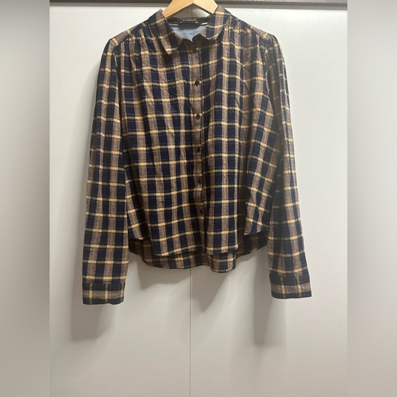 Scotch & Soda Navy and Mustard Plaid Button Down Shirt - Picture 2 of 8